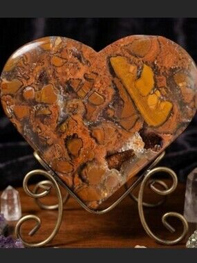 🌈CHUNKY RARE IBIS JASPER CRYSTAL HEART-New! RED Glittery Druzy! Offers Ok! ✨️
